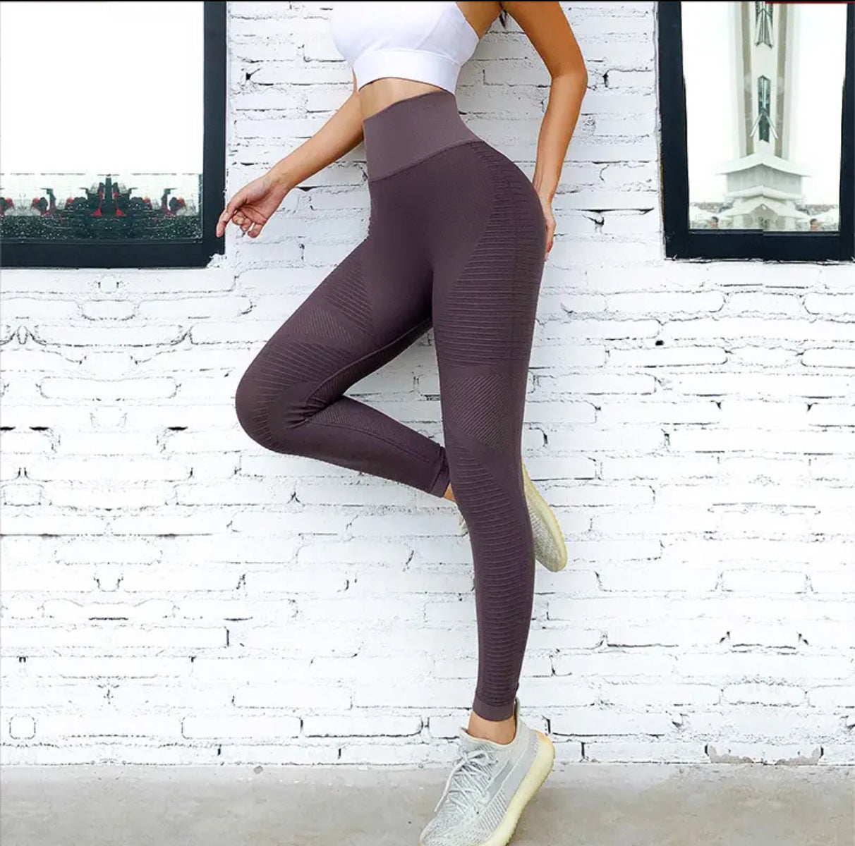 V-Waist Yoga Pants Tummy Control Workout Running Fitness Leggings